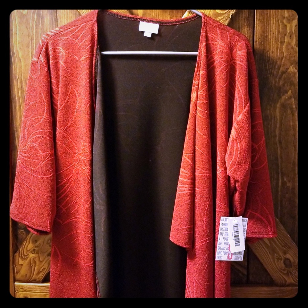 LulaRoe Red Shirley Kimono
